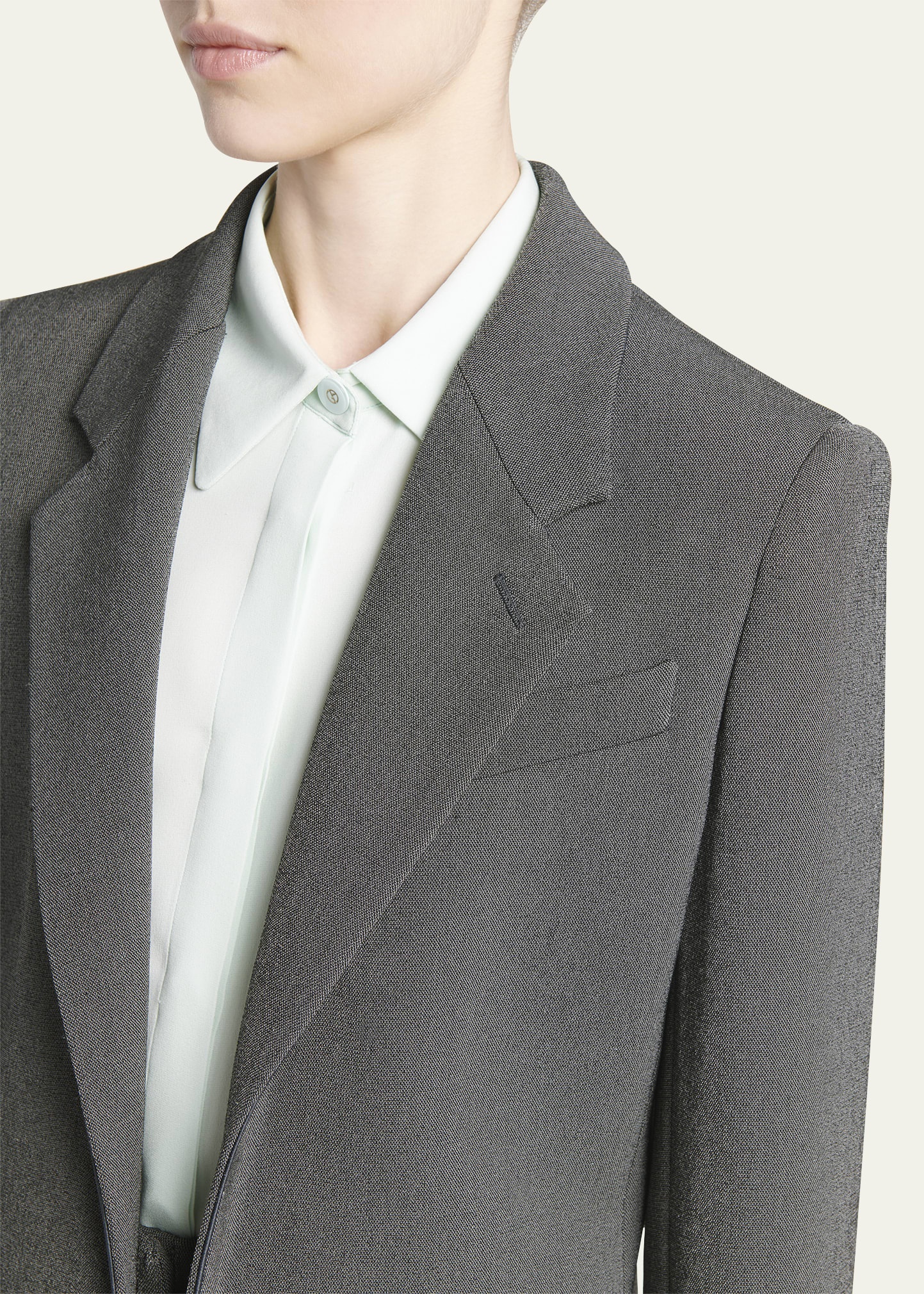 Open-Front Textured Viscose Blazer - 5