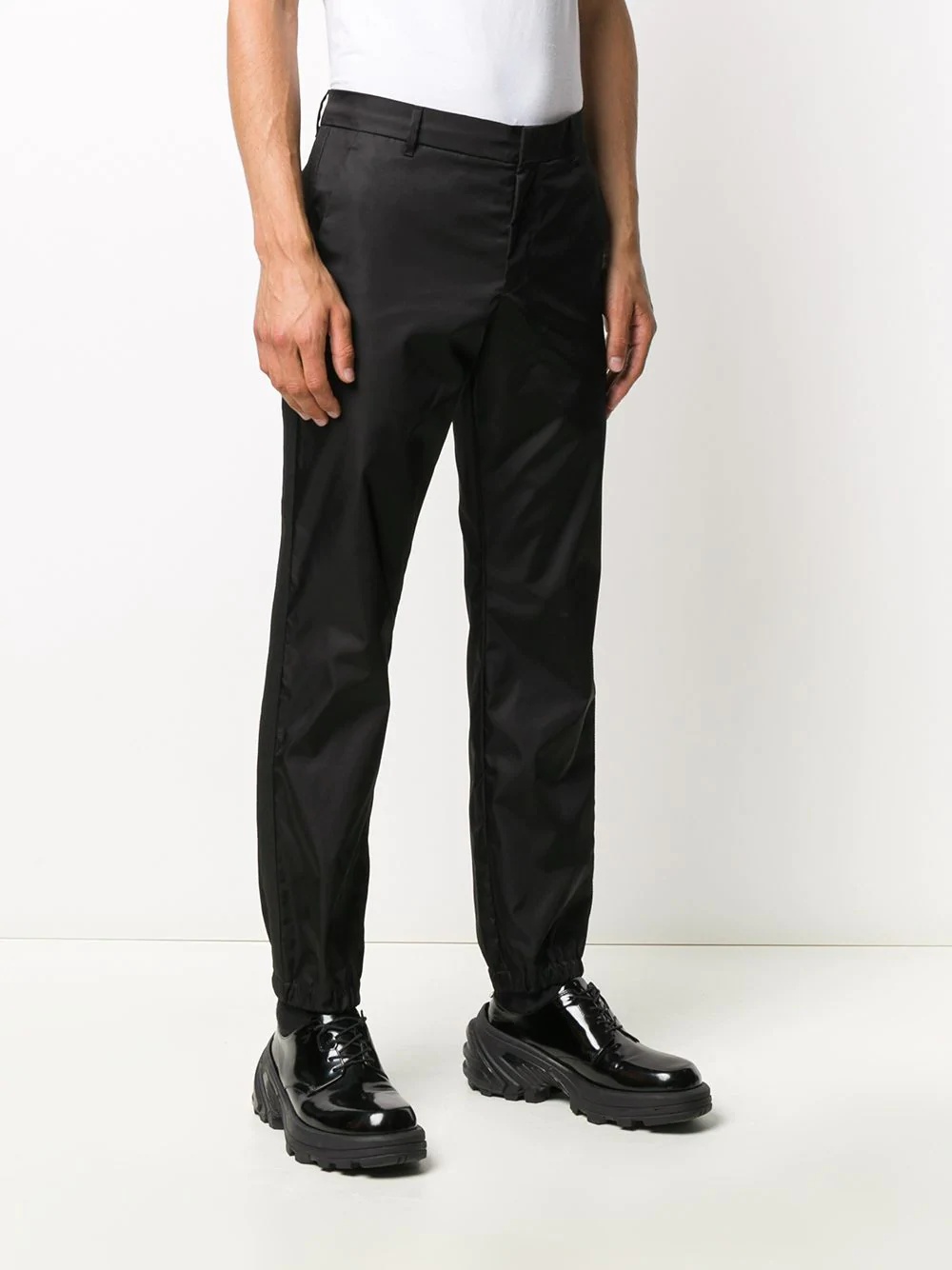 straight-leg gathered ankle trousers - 3