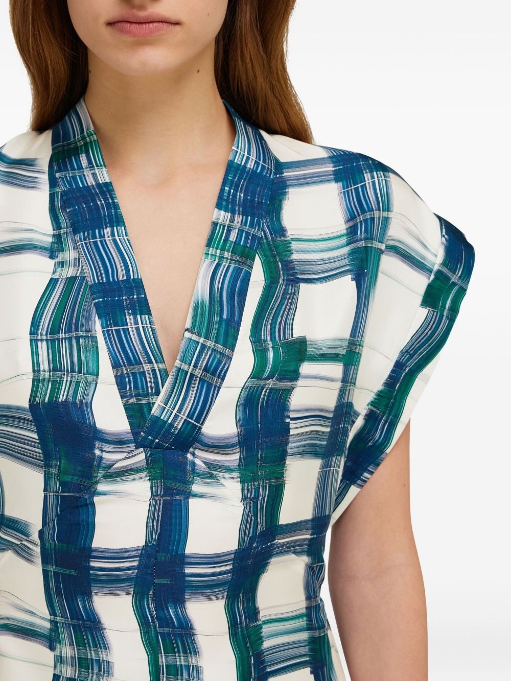 tartan-checked midi dress - 4