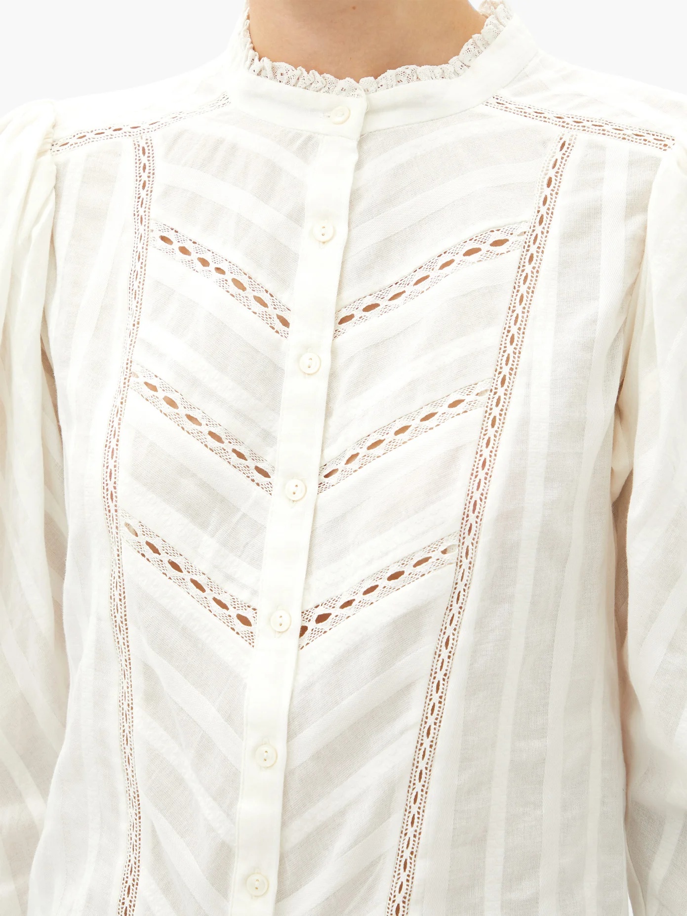 Reafi lace-trimmed cotton-gauze blouse - 3