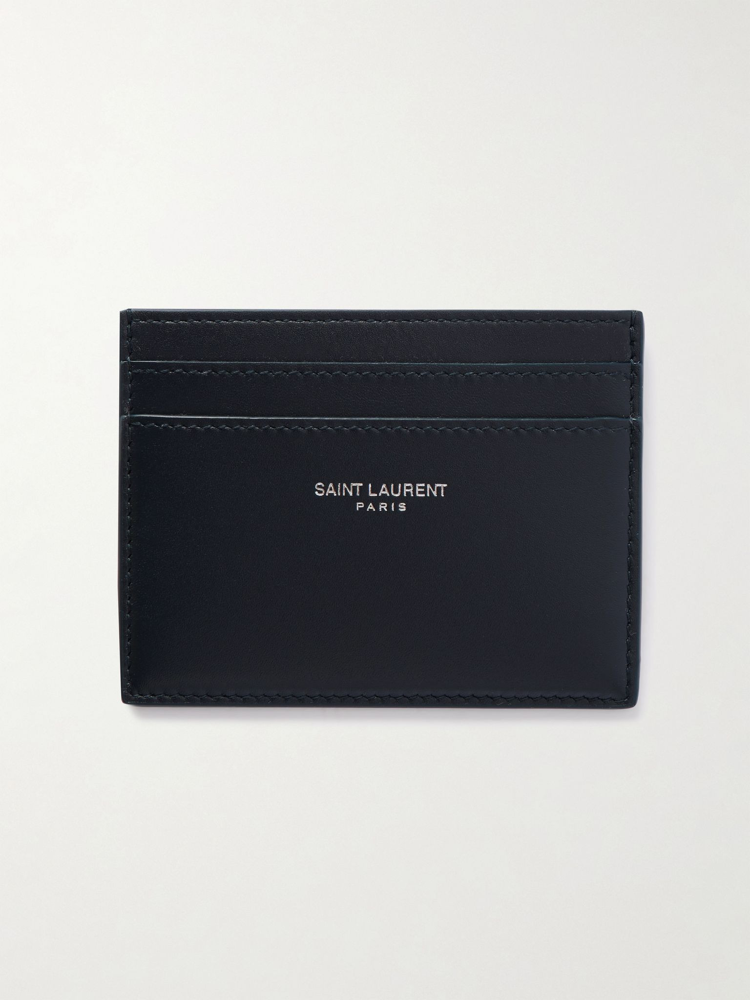 Logo-Print Leather Cardholder Navy - 1