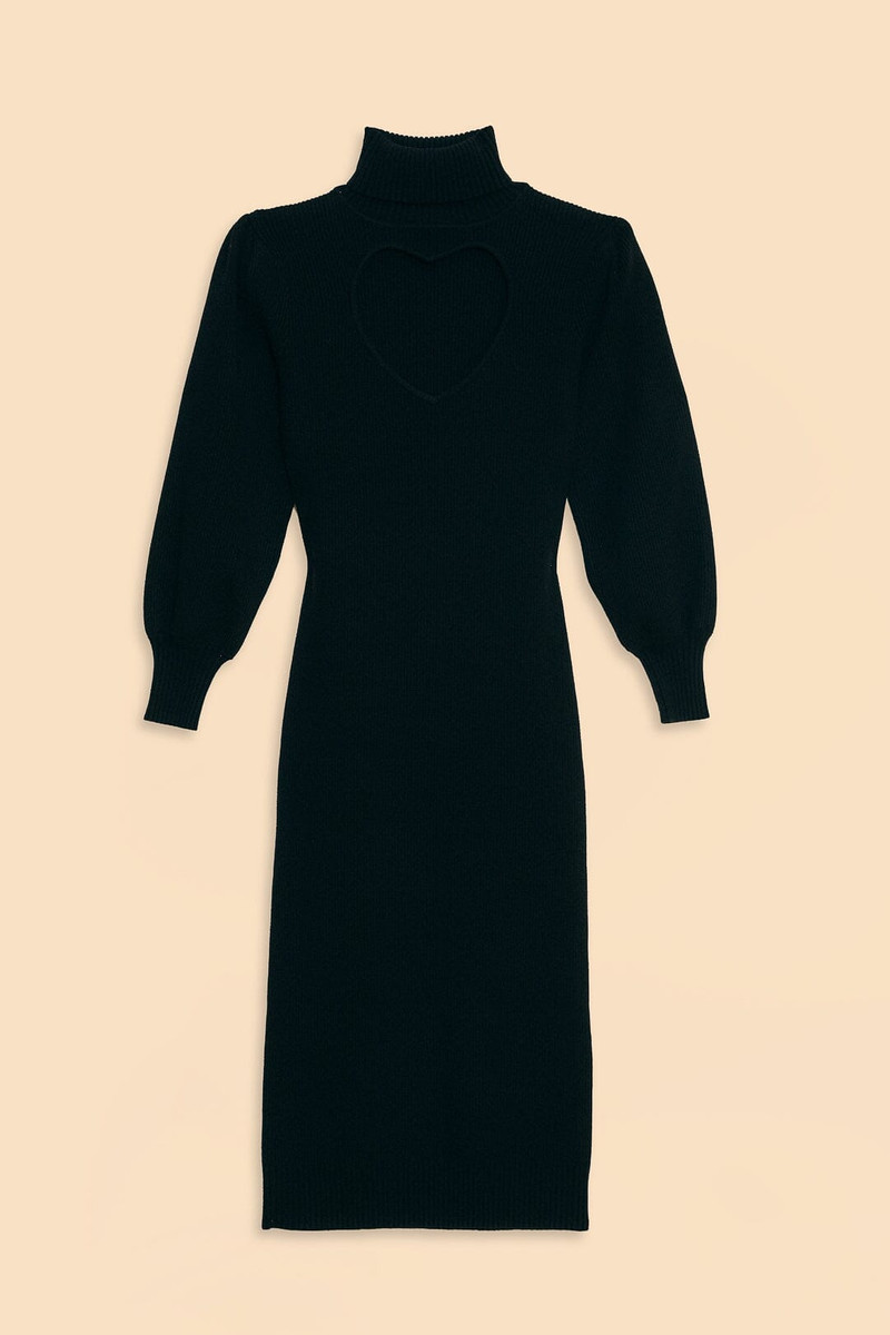 Black Heart Neckline Knit Dress 5