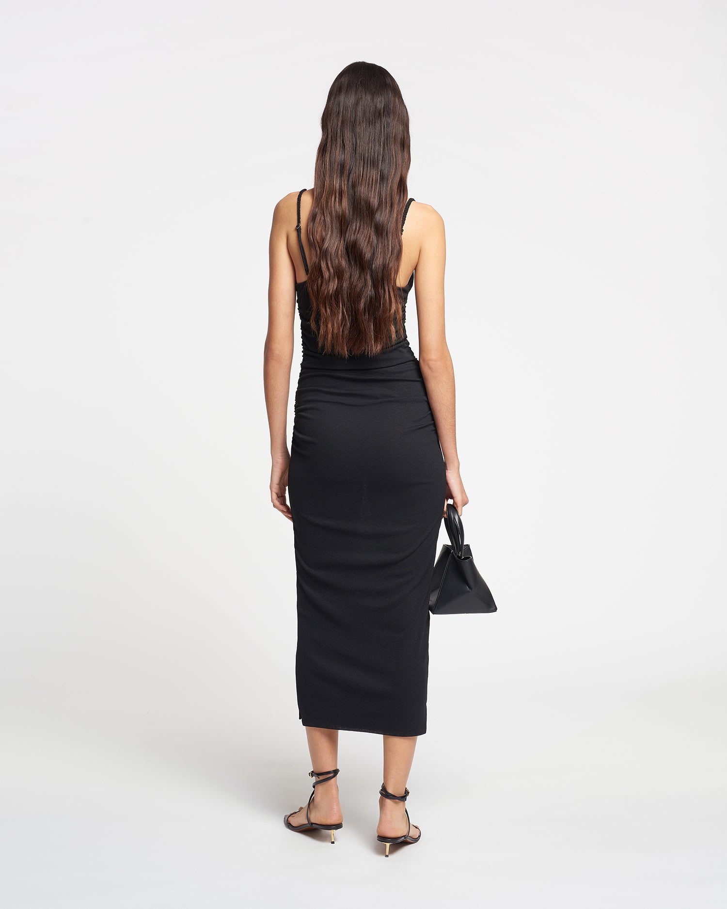 Mesh Jersey Midi Dress – Black - 3