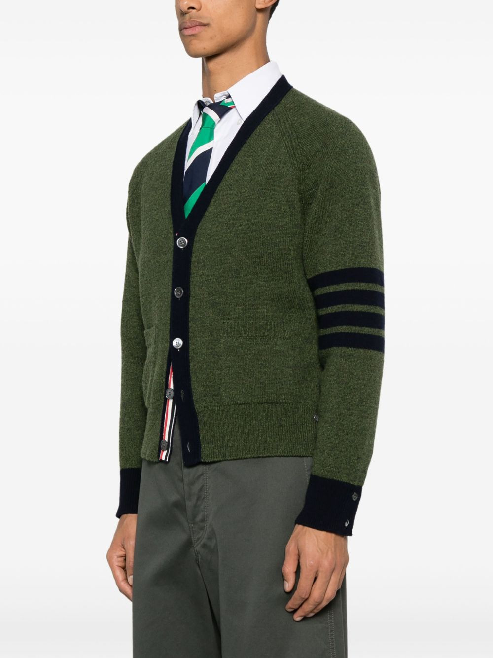 4 Bar Stripe shetland wool cardigan - 3