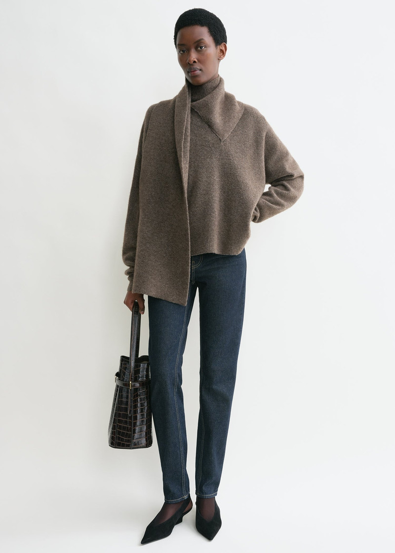 Totême Draped-scarf knit truffle outlook
