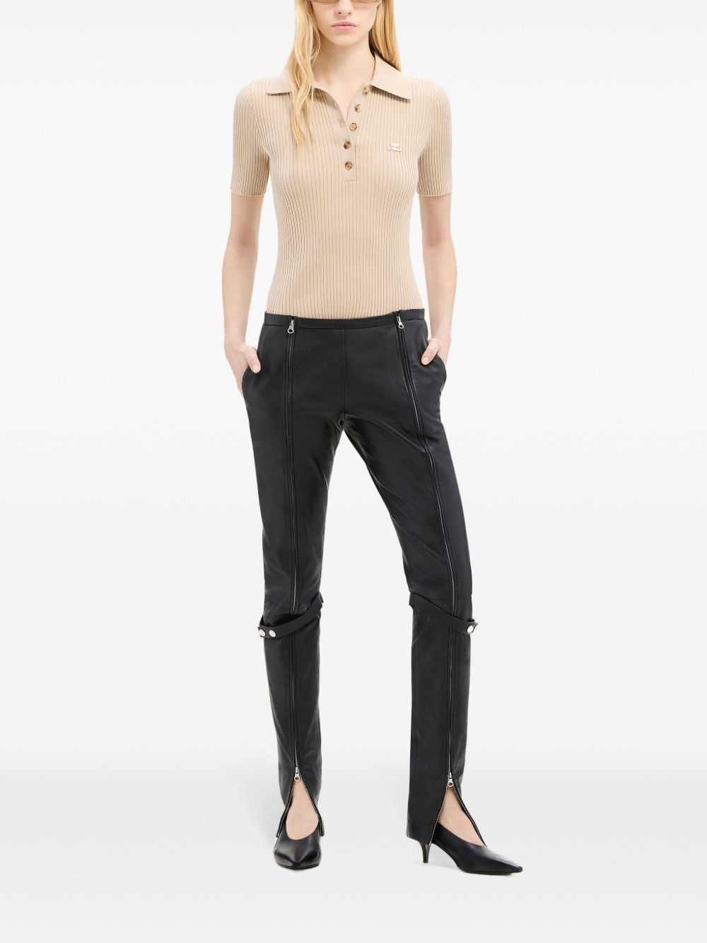 Iconic ribbed-knit polo shirt - 2