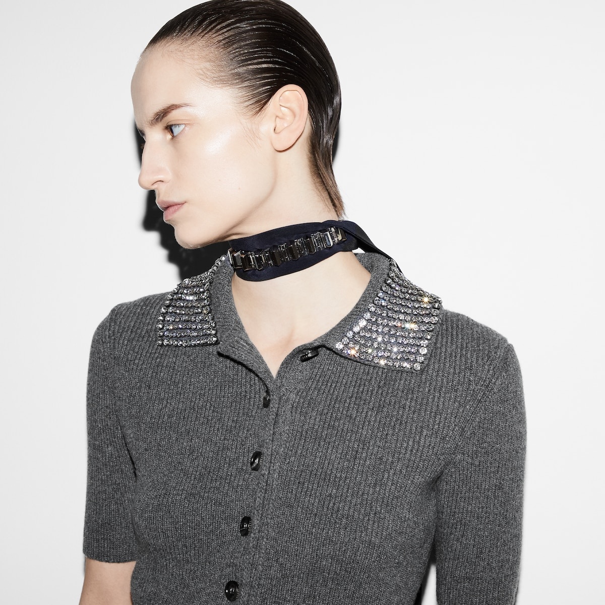 Rib wool polo top - 5