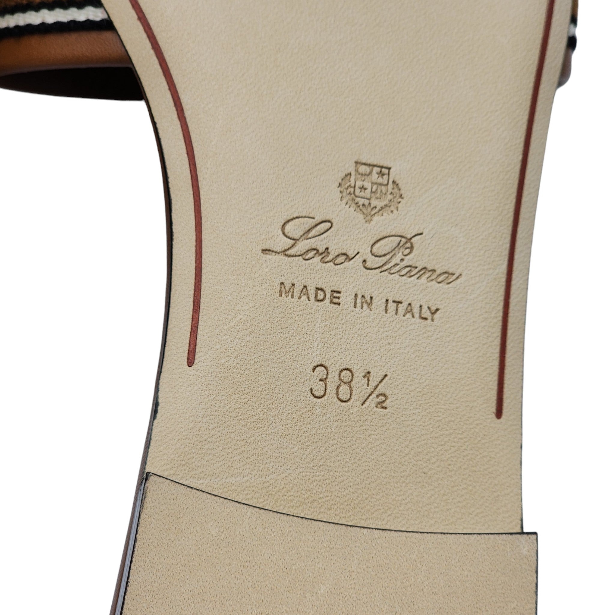 Loro Piana The Suitcase Stripe Flat Sandals in Brown - 15