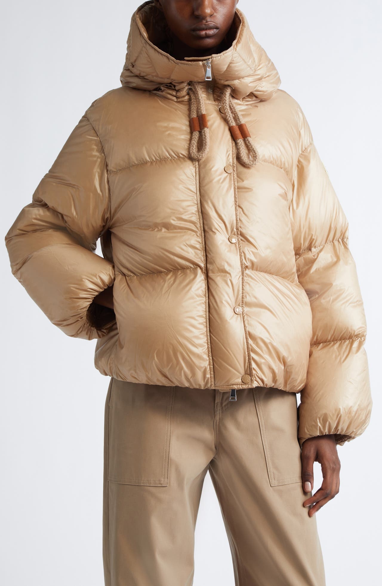 Moncler Borey 2-in-1 Short Down Jacket in Beige at Nordstrom - 1