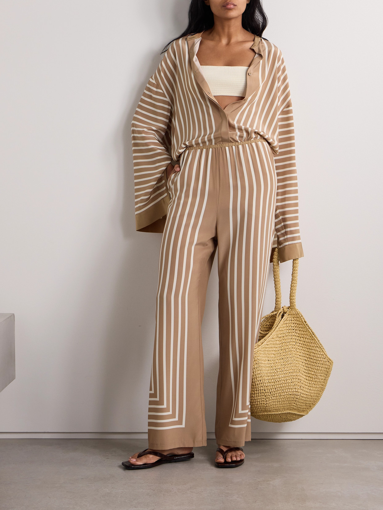Striped Silk-crepe Wide-leg Pants - 2
