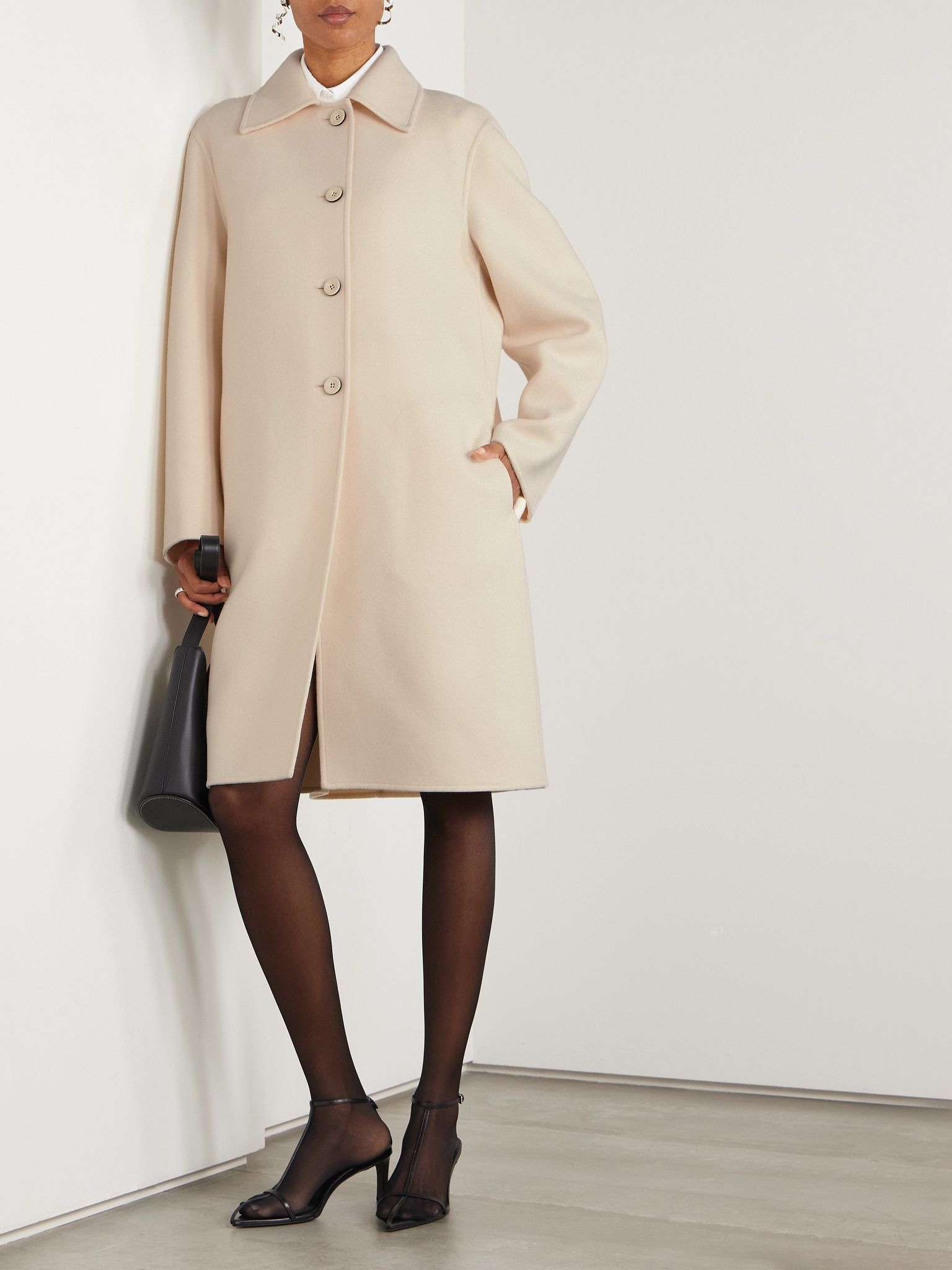 Wool-felt coat Cream - 2