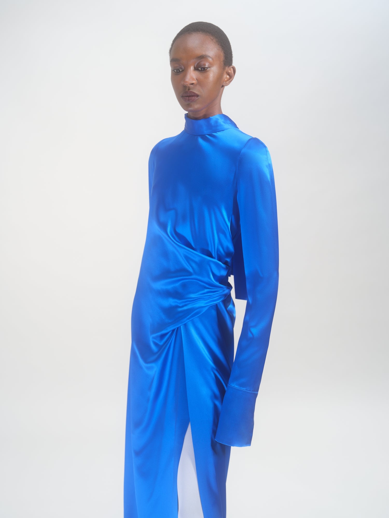 SILK DRAPED DRESS - 5