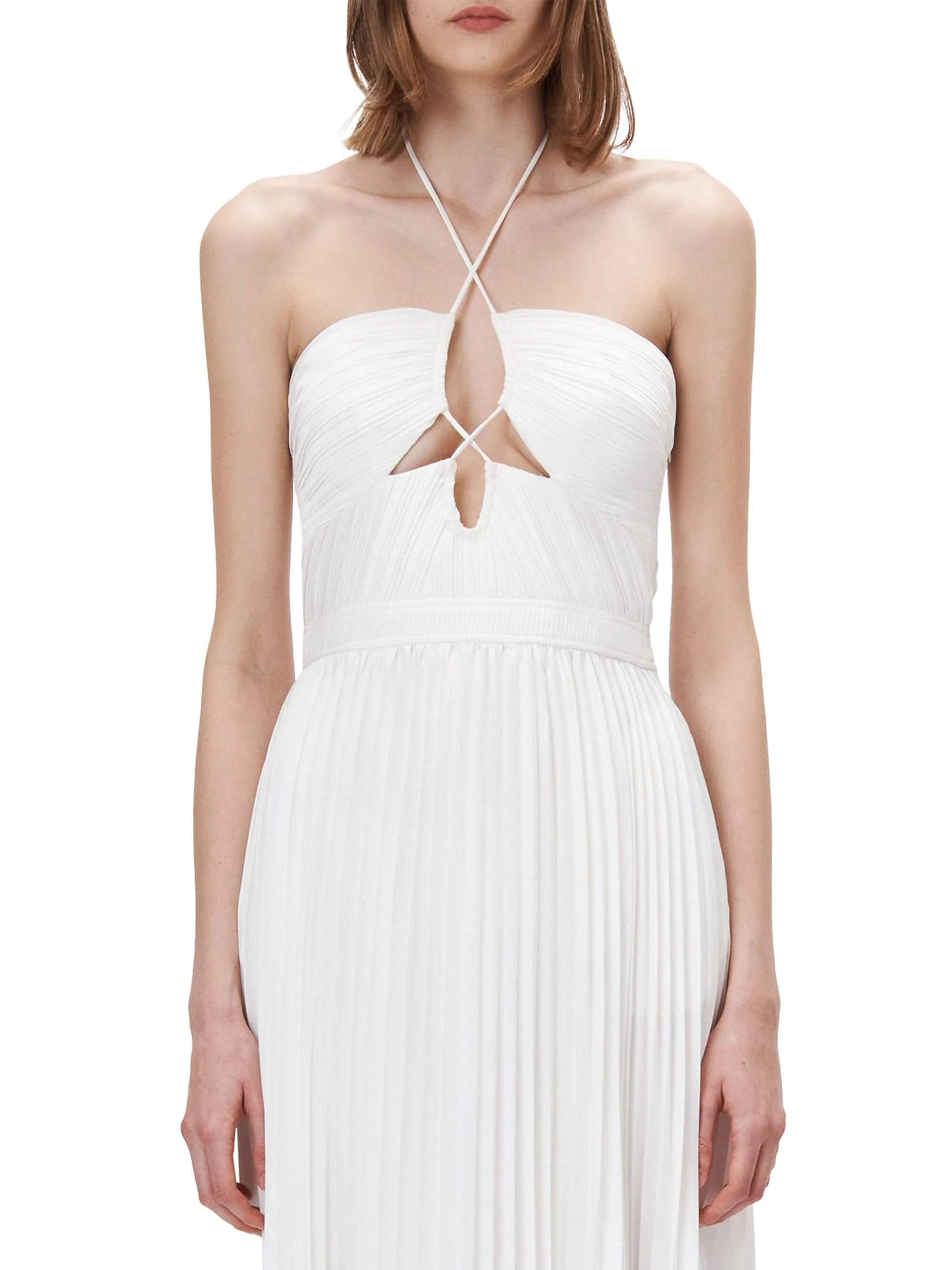 Women's Annita Cut-Out Pleated Midi-Dress - White - 1