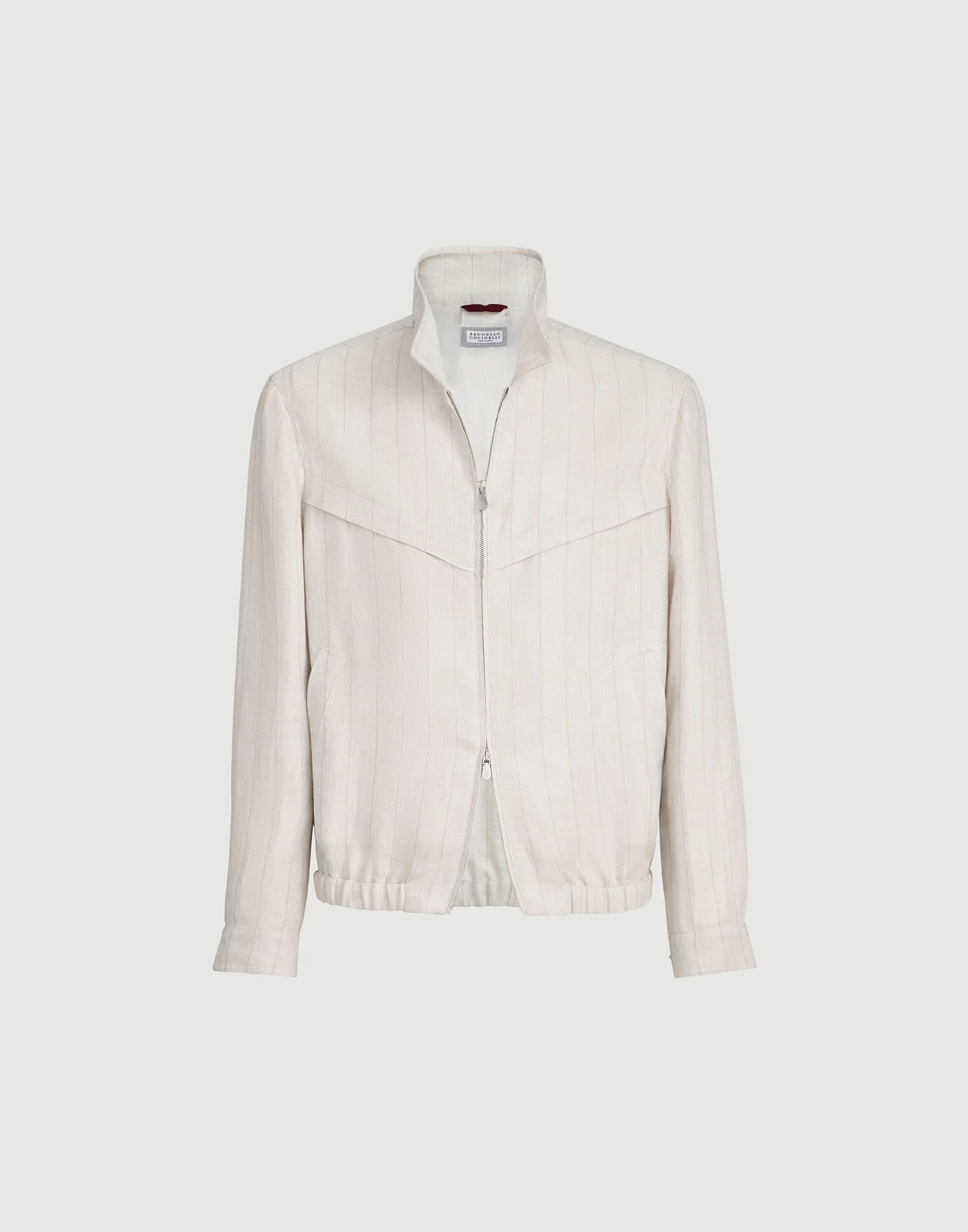 Linen chalk stripe chevron outerwear jacket - 1