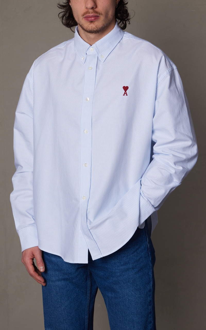 BOXY FIT SHIRT SKY BLUE/NATURAL WHITE - 4
