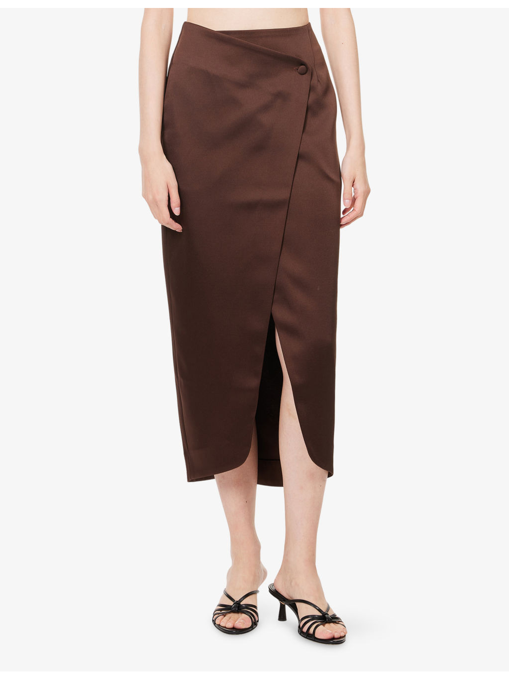 Bane Wrap Satin Midi Skirt - 3
