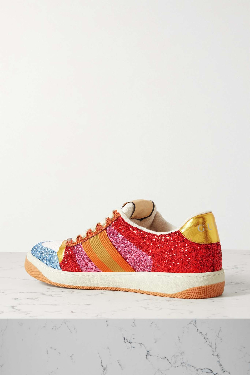 Screener webbing-trimmed glittered canvas sneakers 3