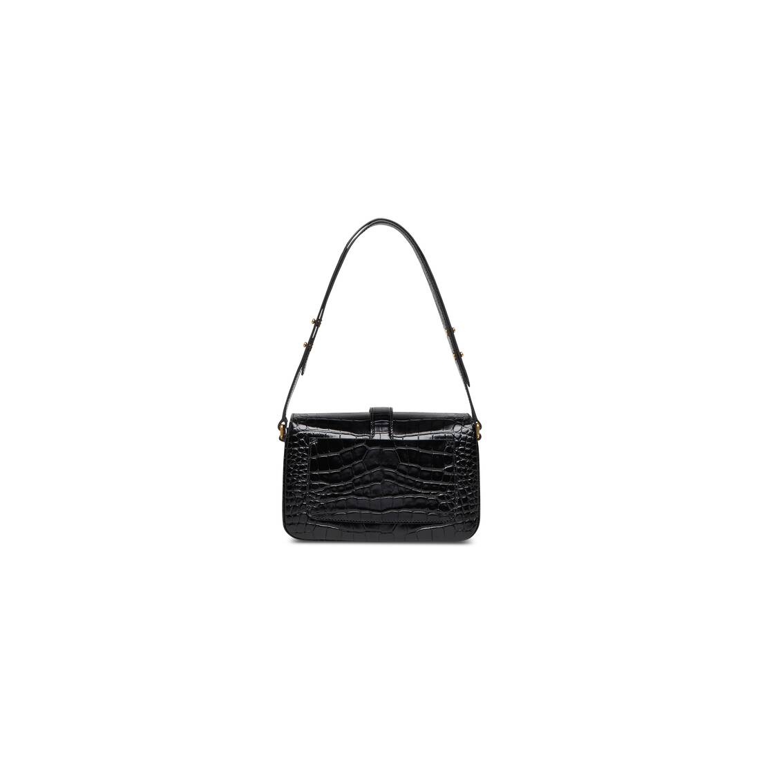 Women's Lady Small Flap Bag Crocodile Embossed  in Black - 6