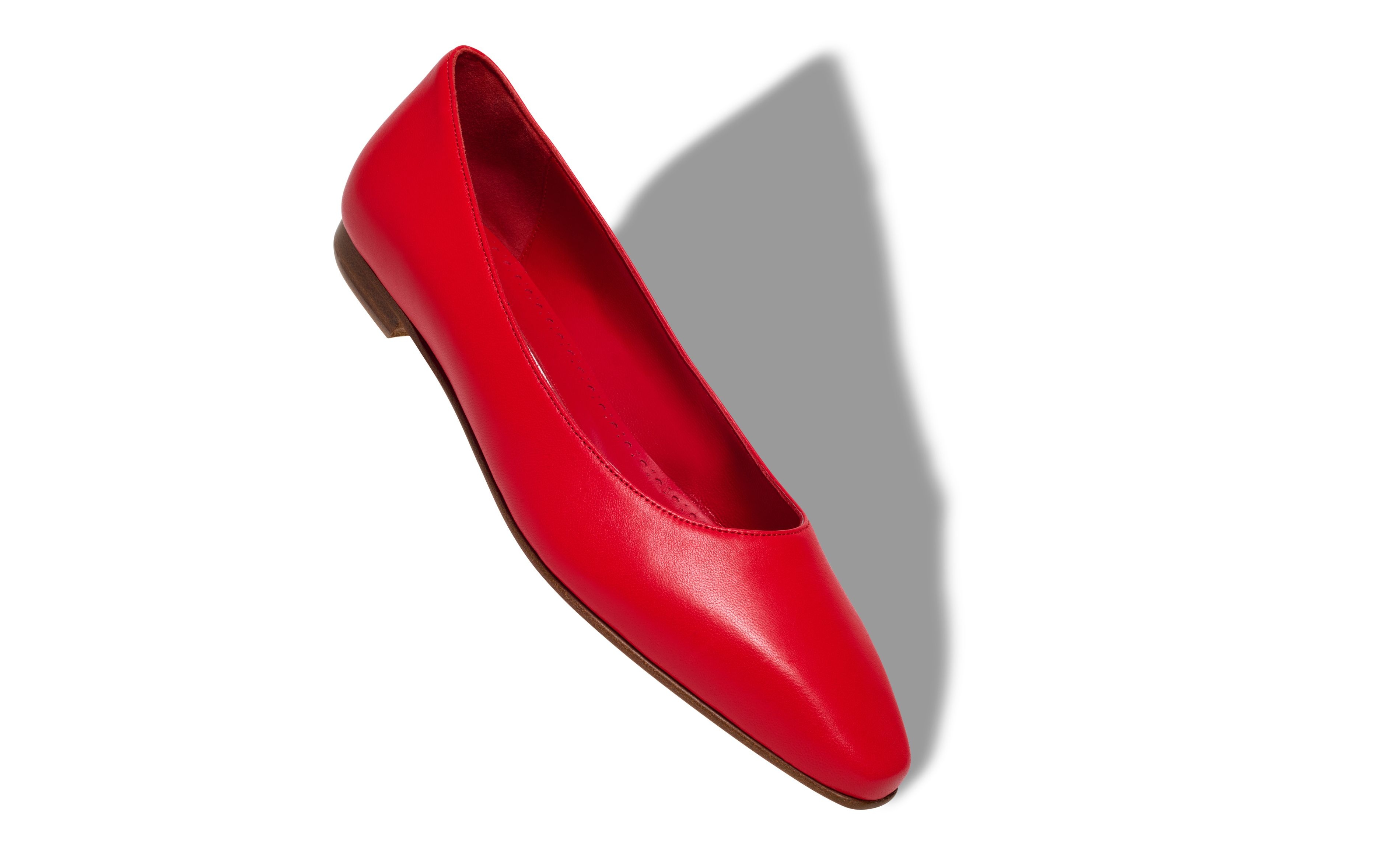 Red Nappa Leather Flat Pumps - 2