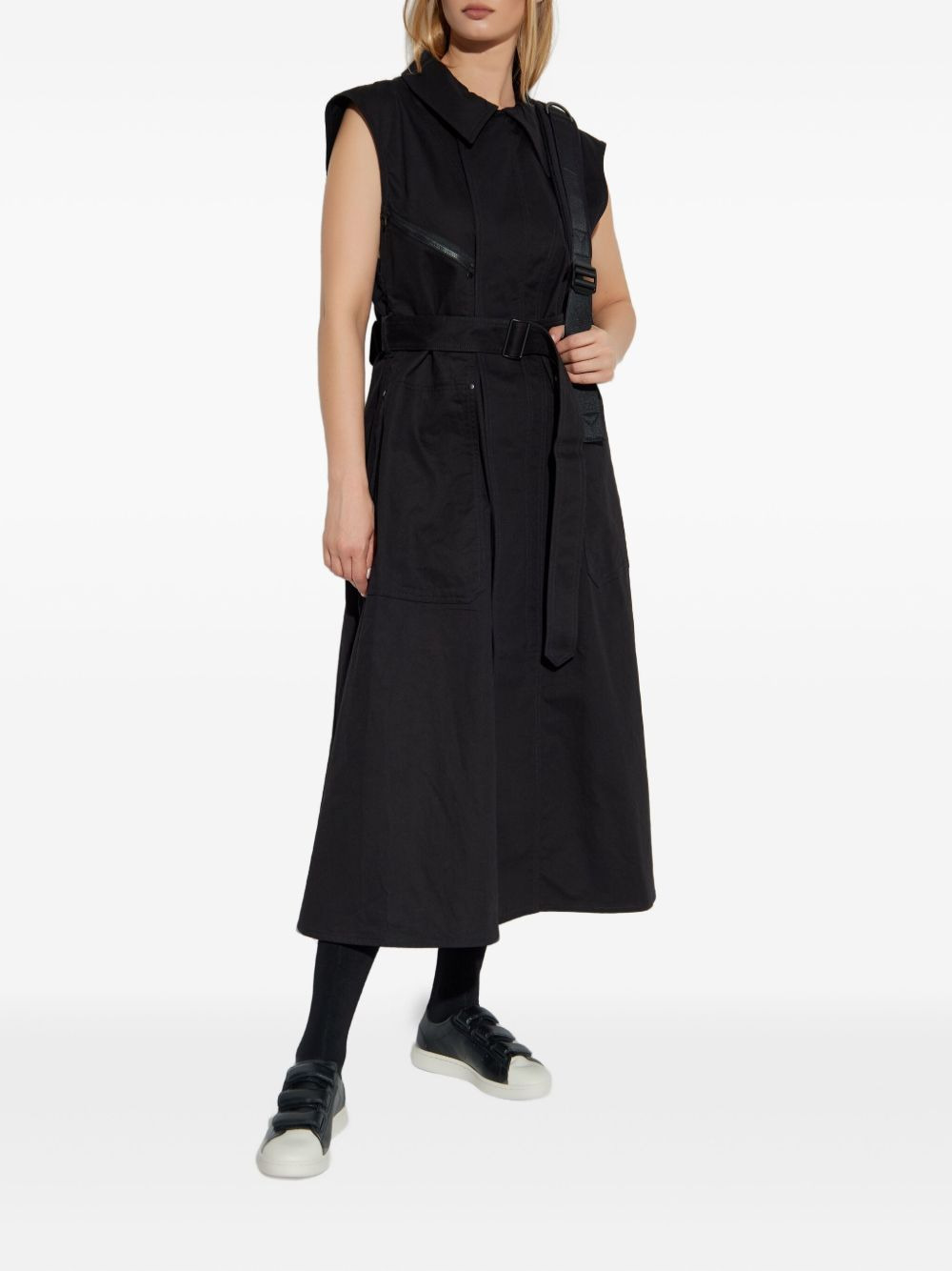 zip-detail belted dress - 3