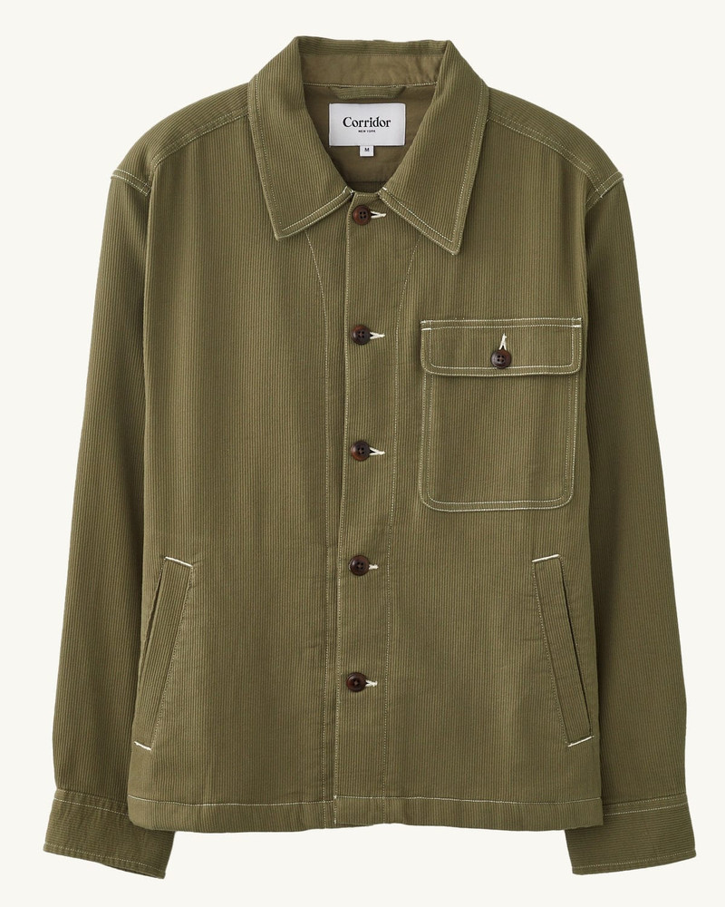 BEDFORD CORD MILITARY JACKET - OLIVE 1