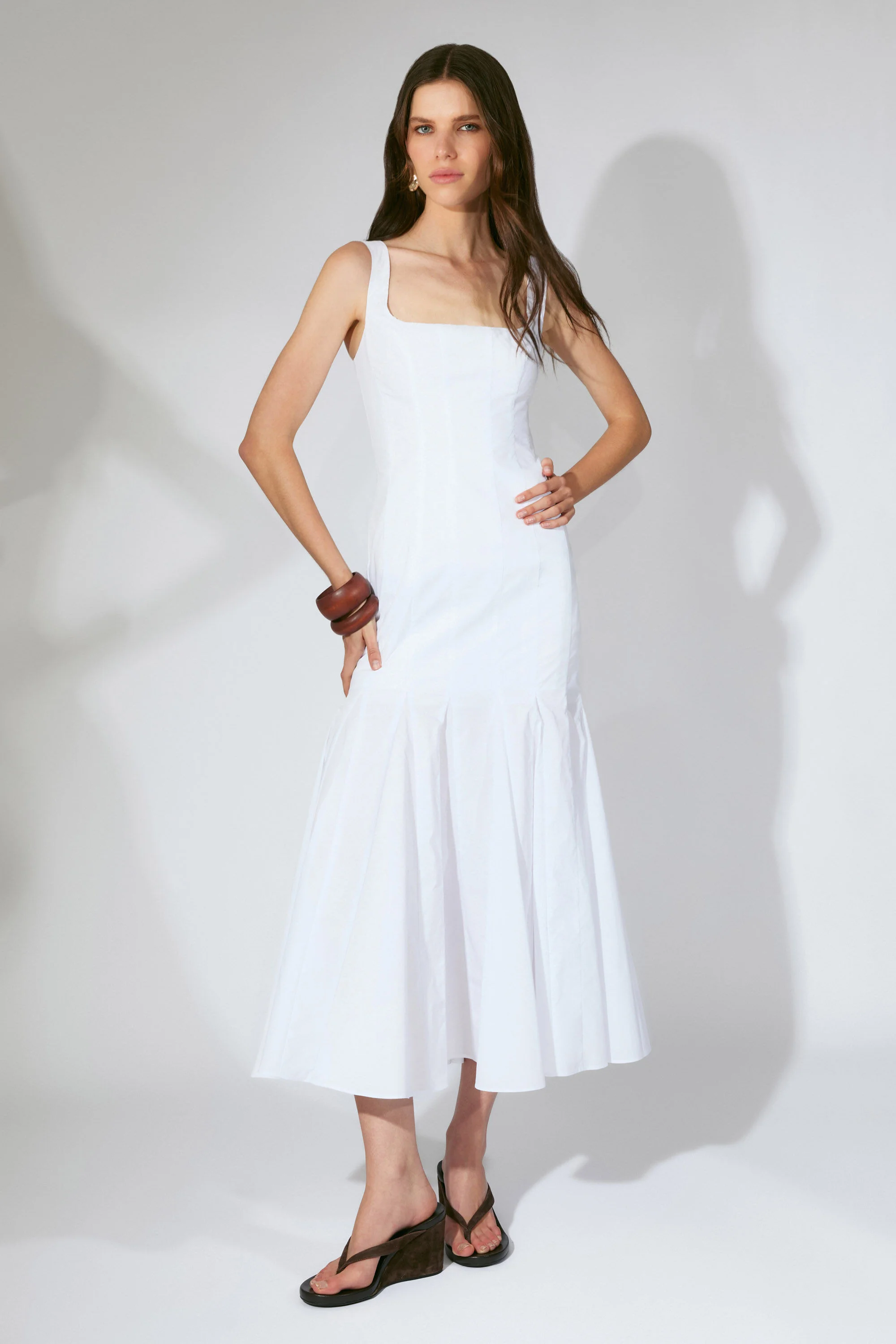 Lolita Cotton Midi Dress In Orchid White - 1
