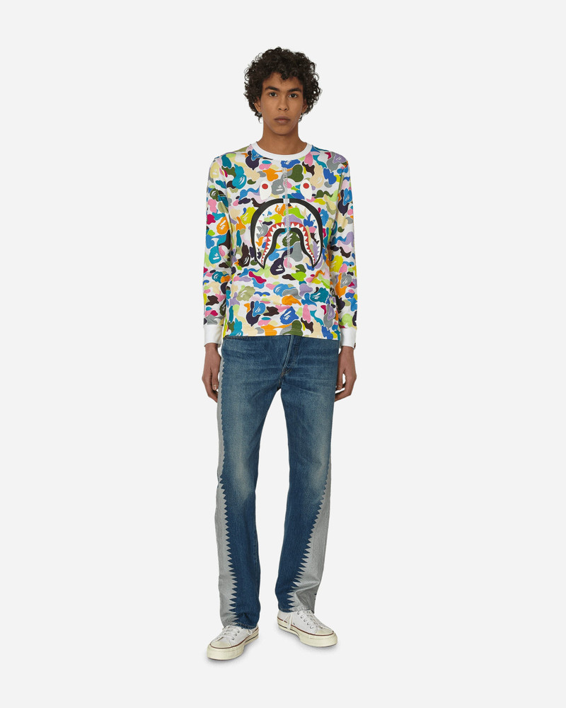 A BATHING APE® Multi Camo Shark Wide Longsleeve T-Shirt White outlook