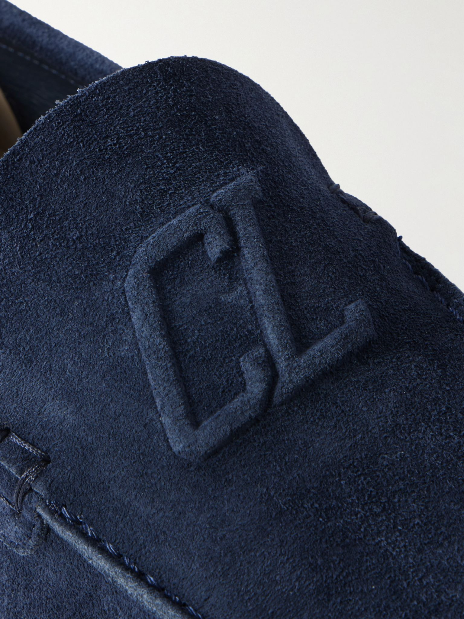Varsiboat Logo-Embossed Suede Loafers Navy - 6