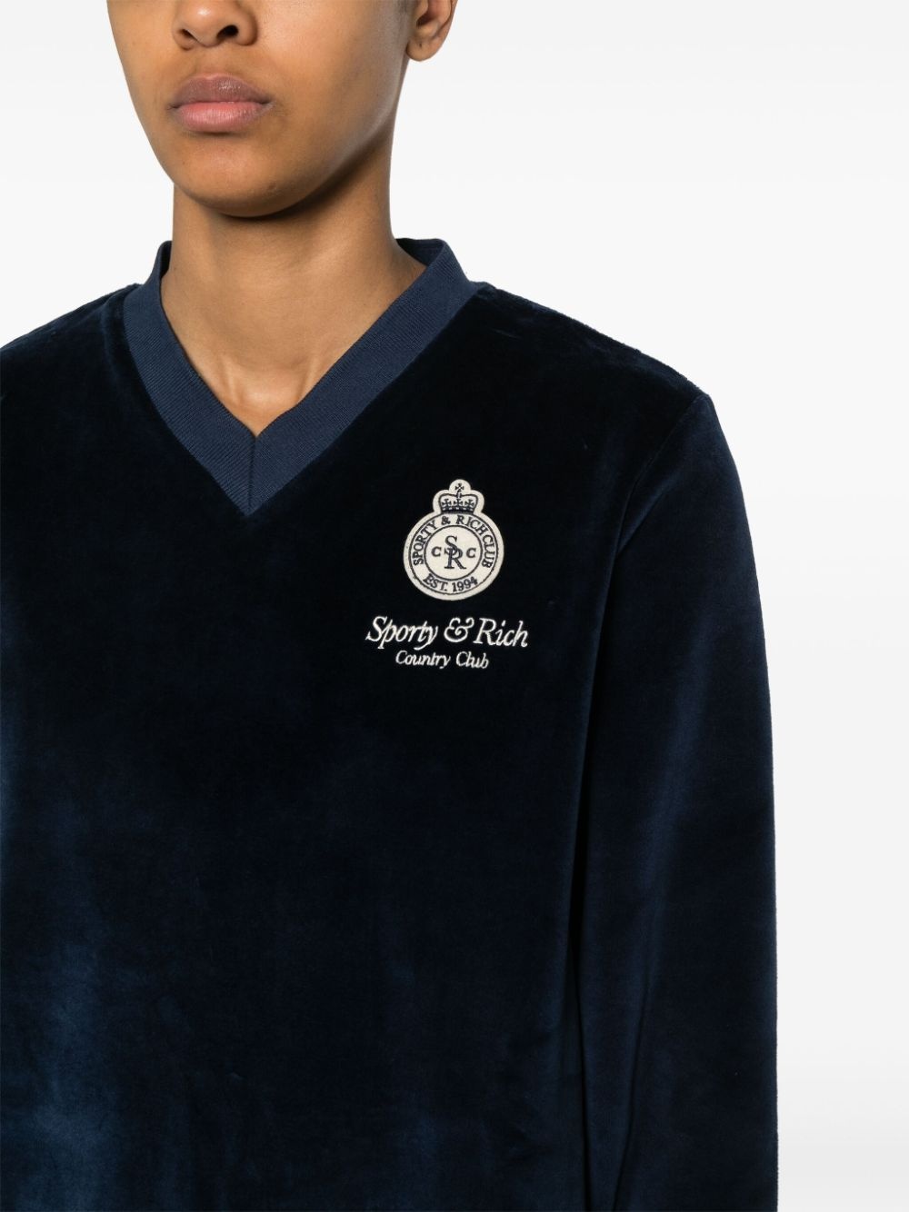 logo-appliquÃ© velour sweatshirt - 5