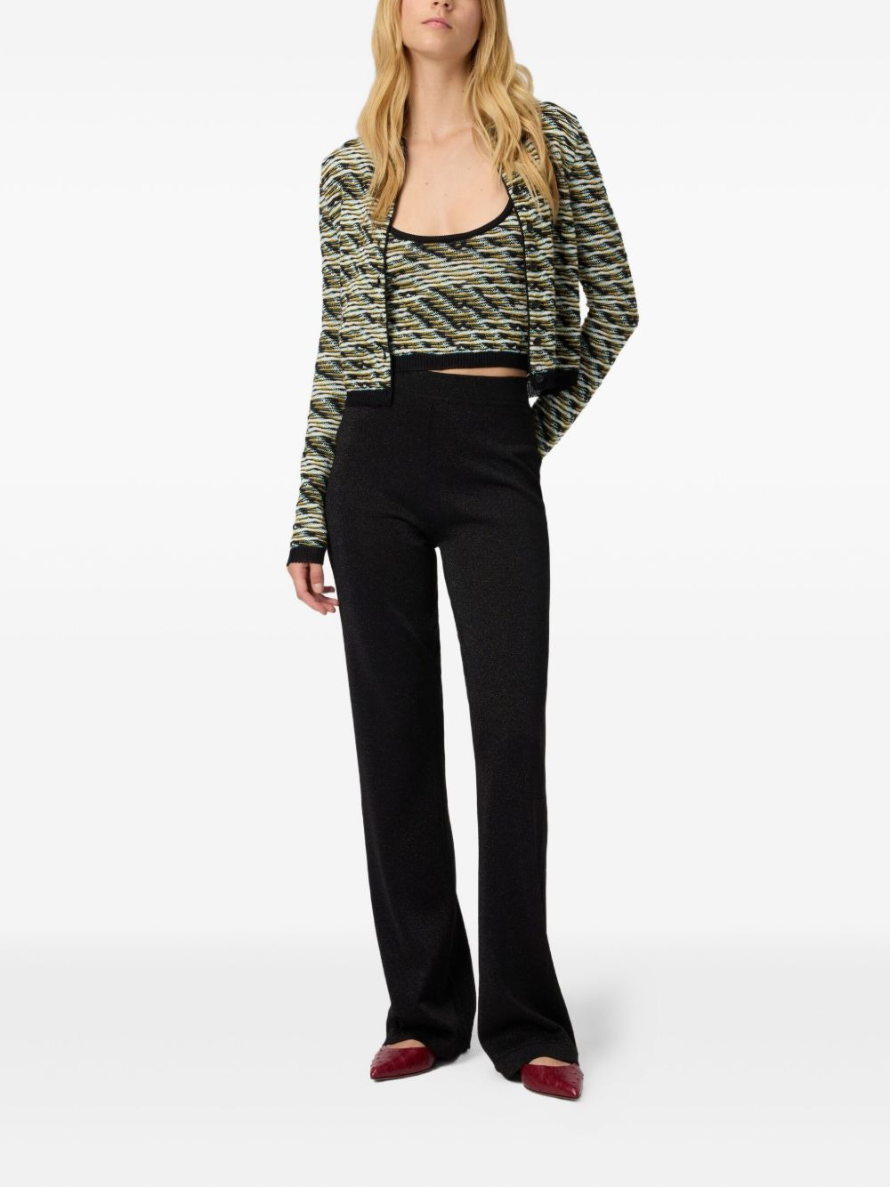 glitter-knit flared trousers - 2