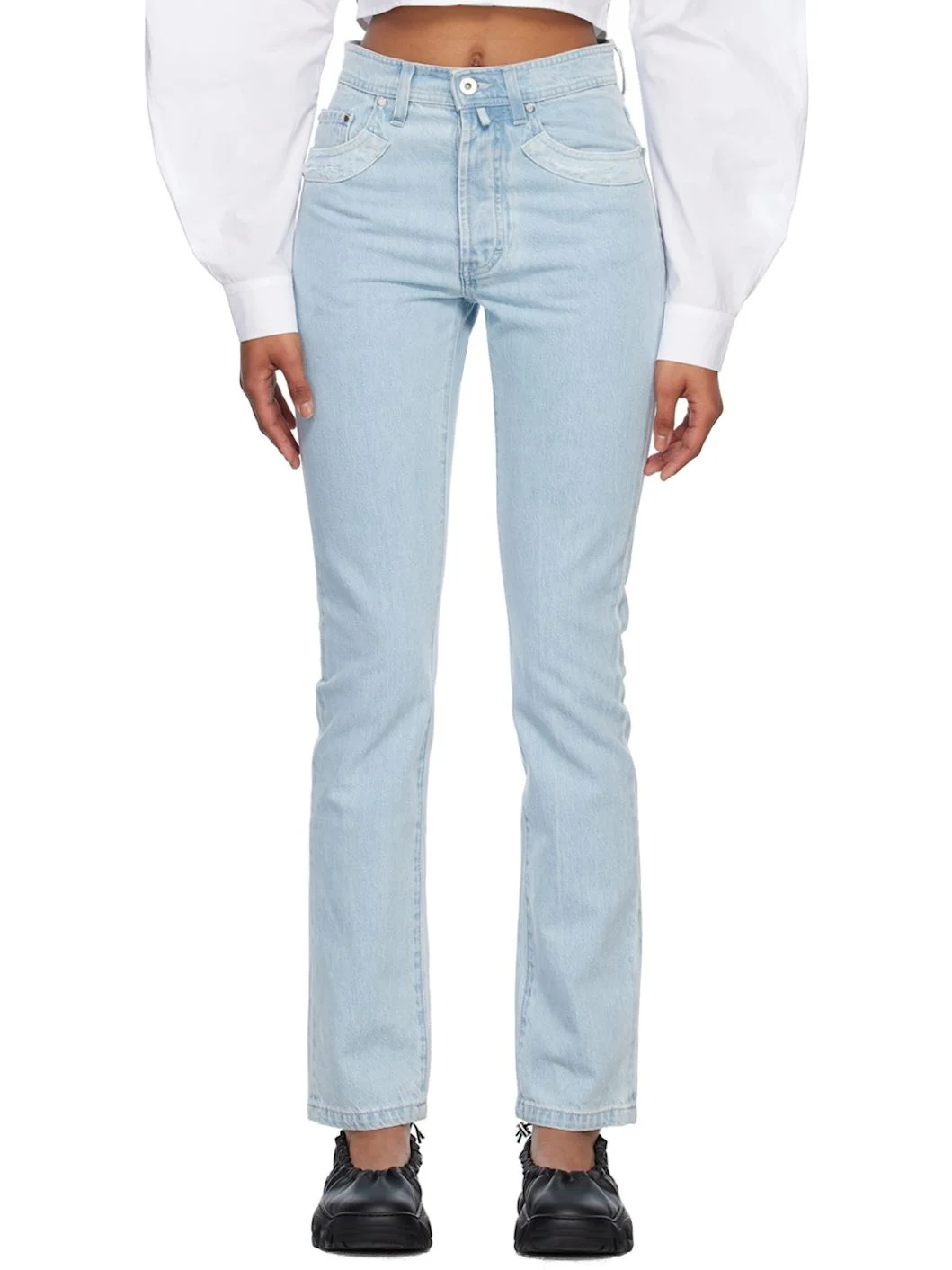 Blue Double Shift Patchwork Jeans - 1