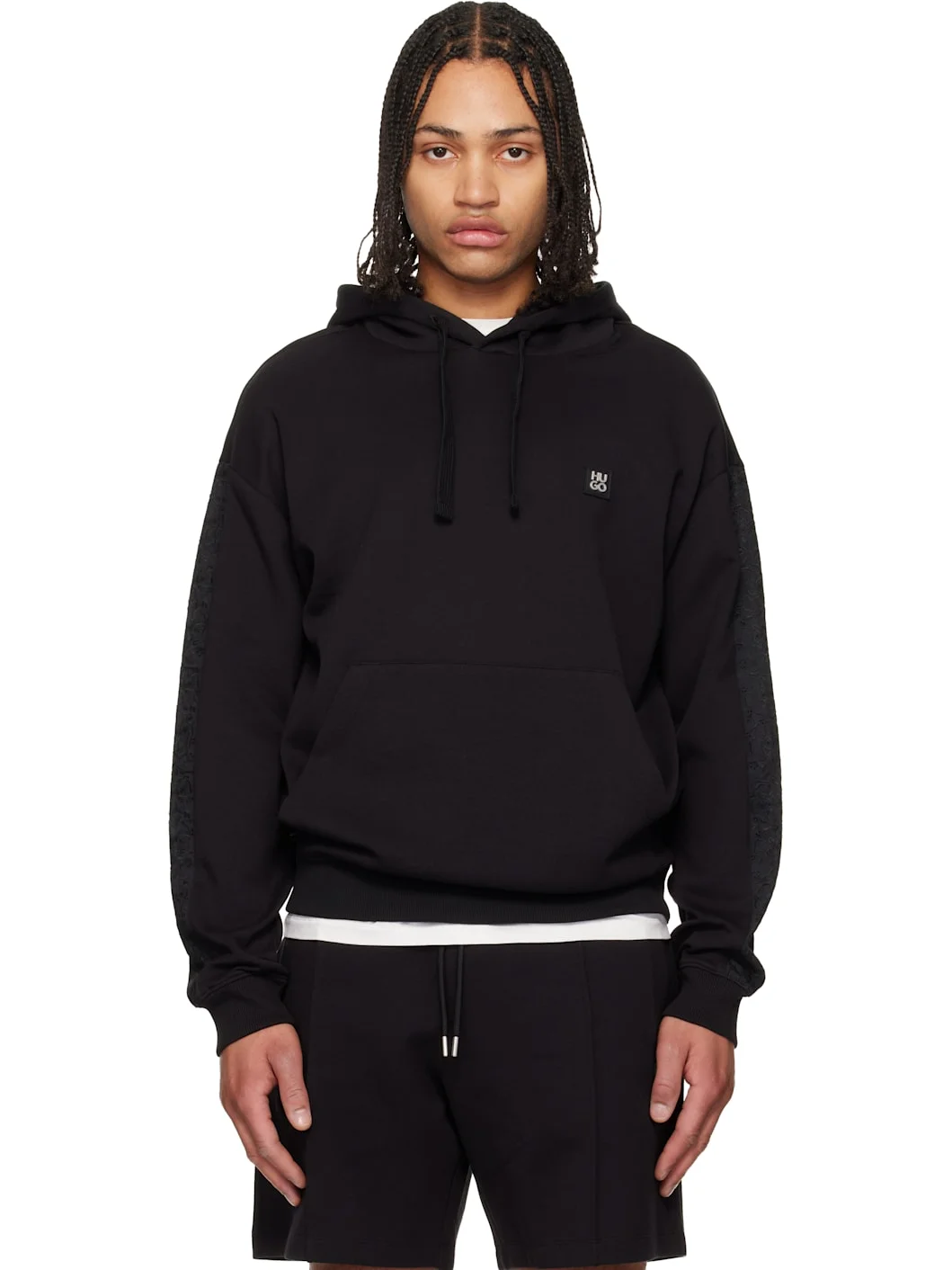 Black Lace Trim Hoodie - 1