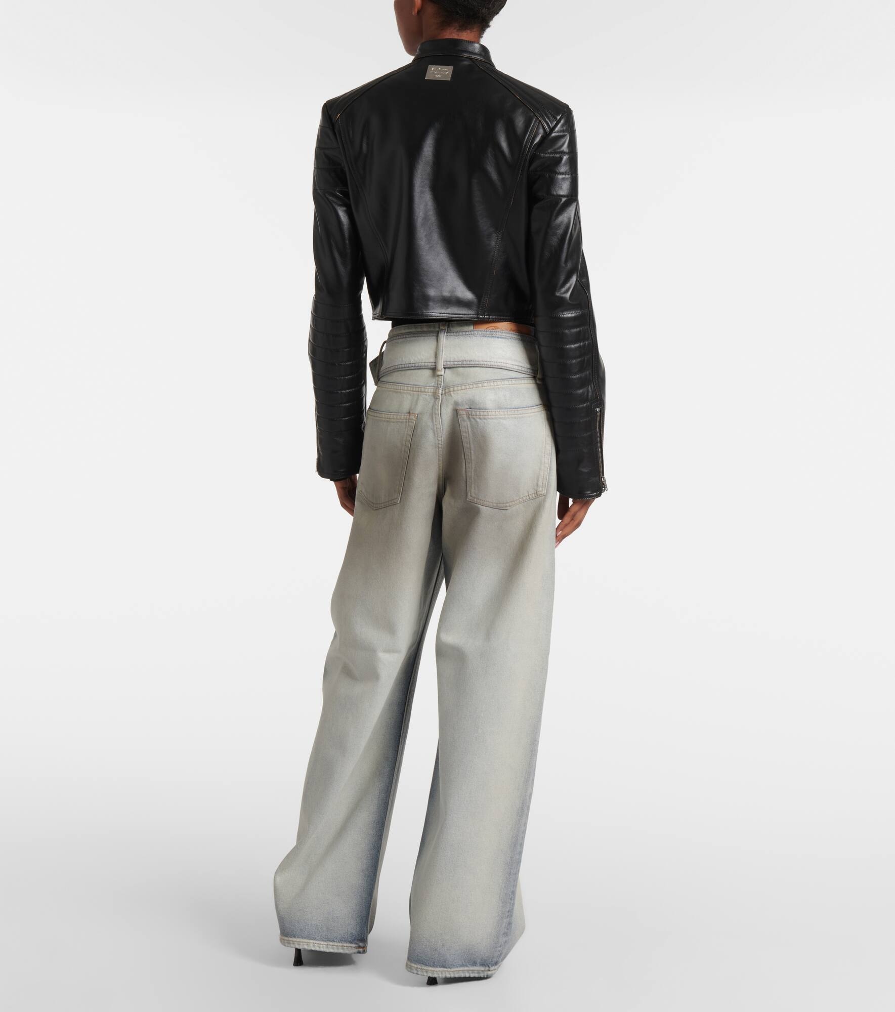 Leather biker jacket - 3