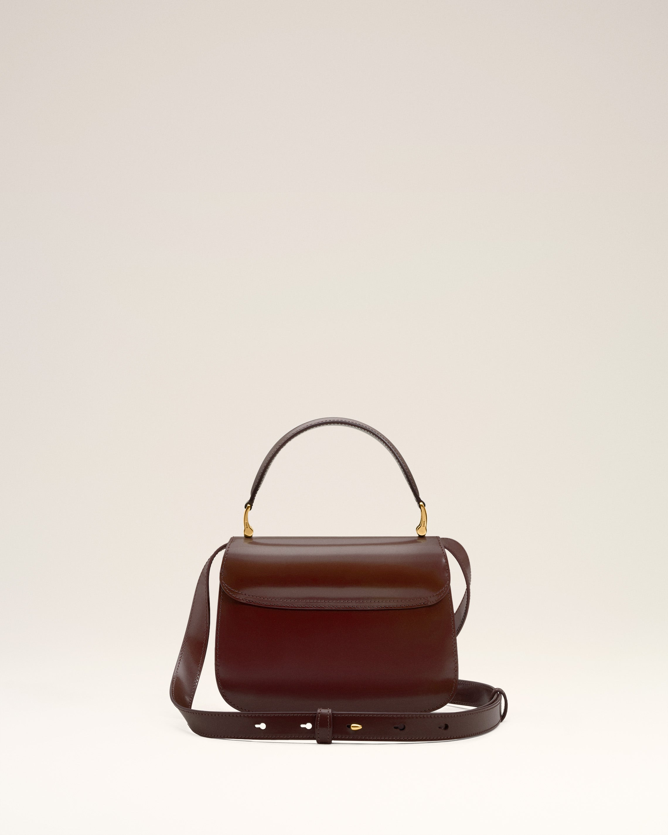 BURGUNDY GLAZED LEATHER HANDLE PARIS PARIS BAG - 4