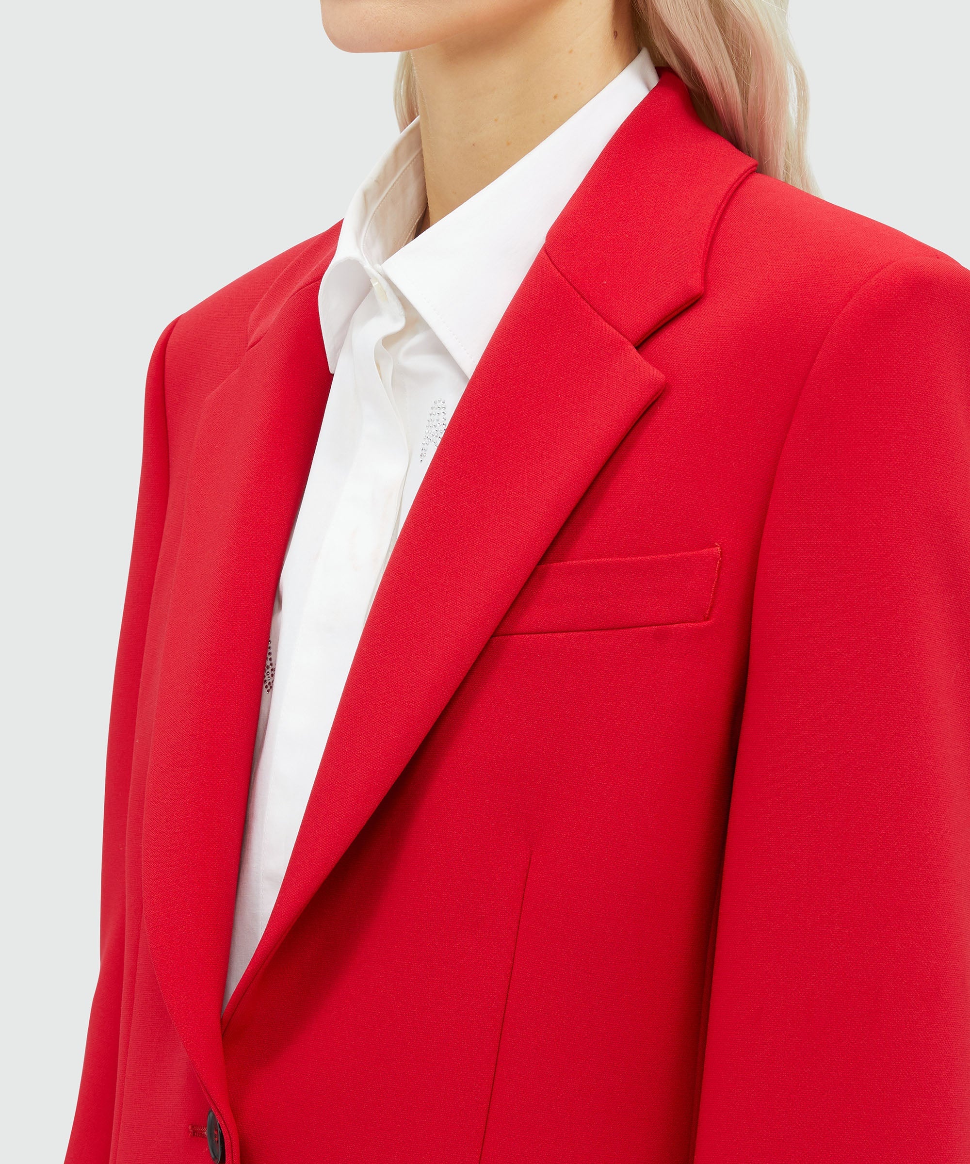 Red woolen tailored jacket - 5