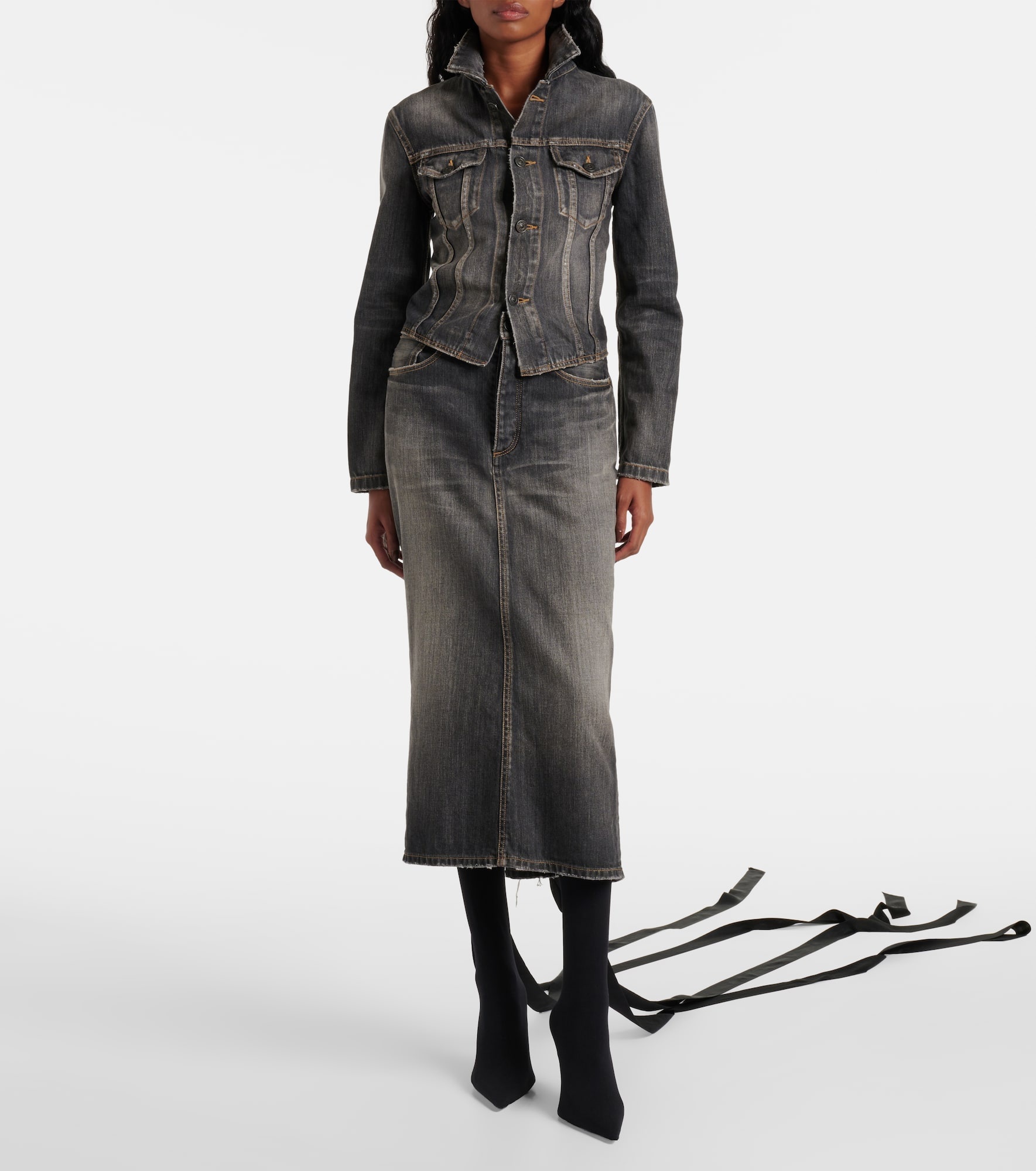 Lace-up denim jacket - 2