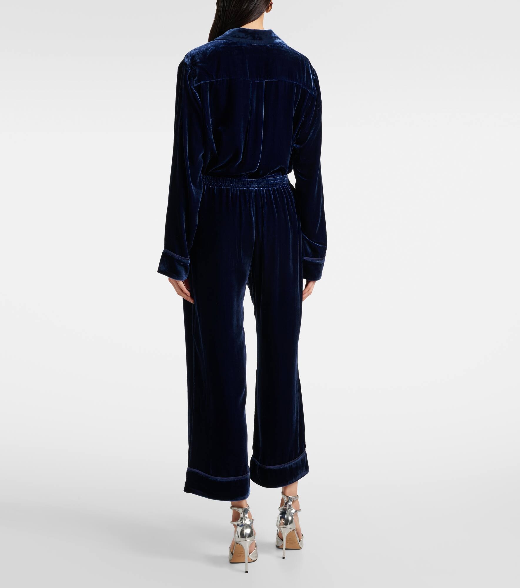 Brescia mid-rise velvet wide-leg pants - 3