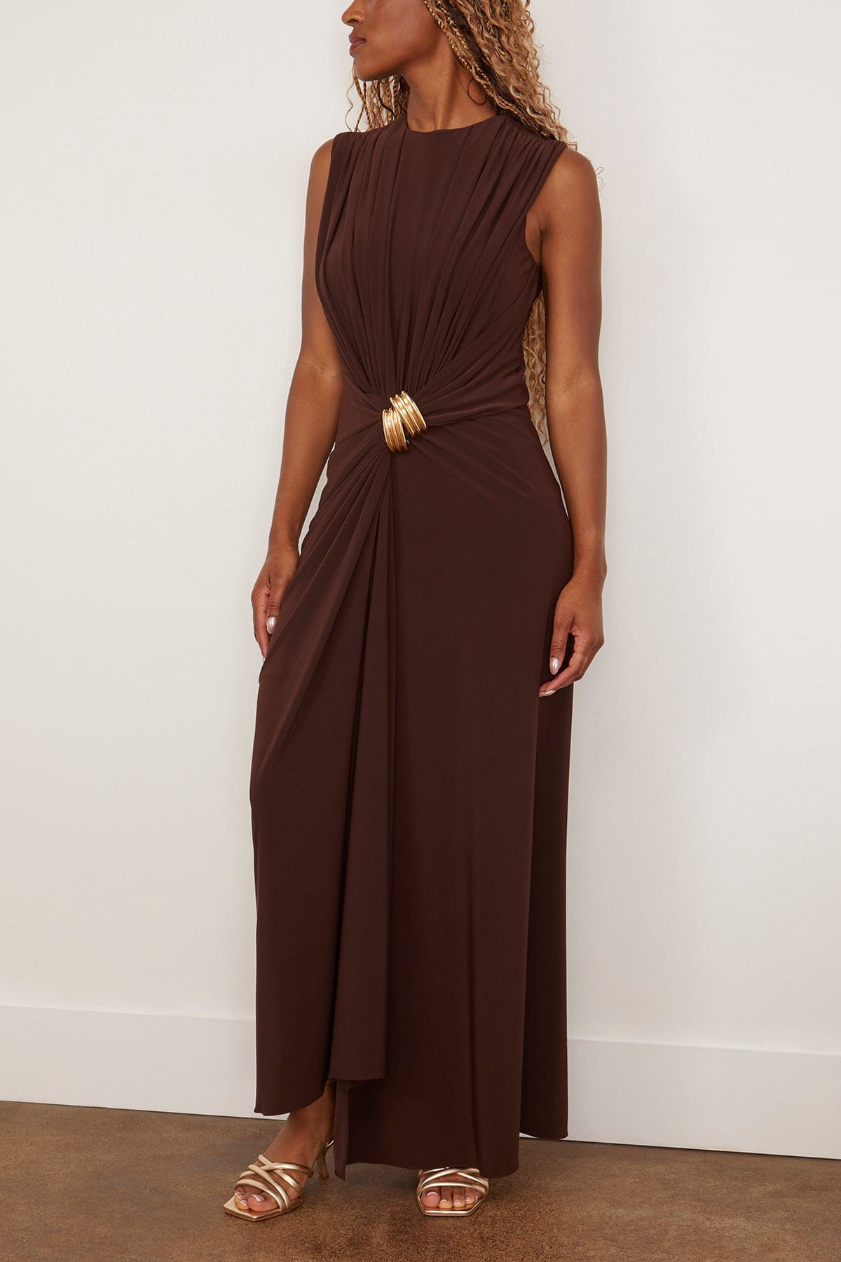 Serena V-Neck Dress in Espresso - 3