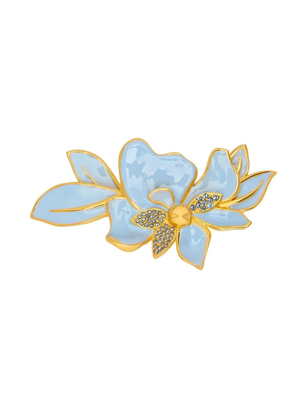 crystal-embellished flower brooch - 1