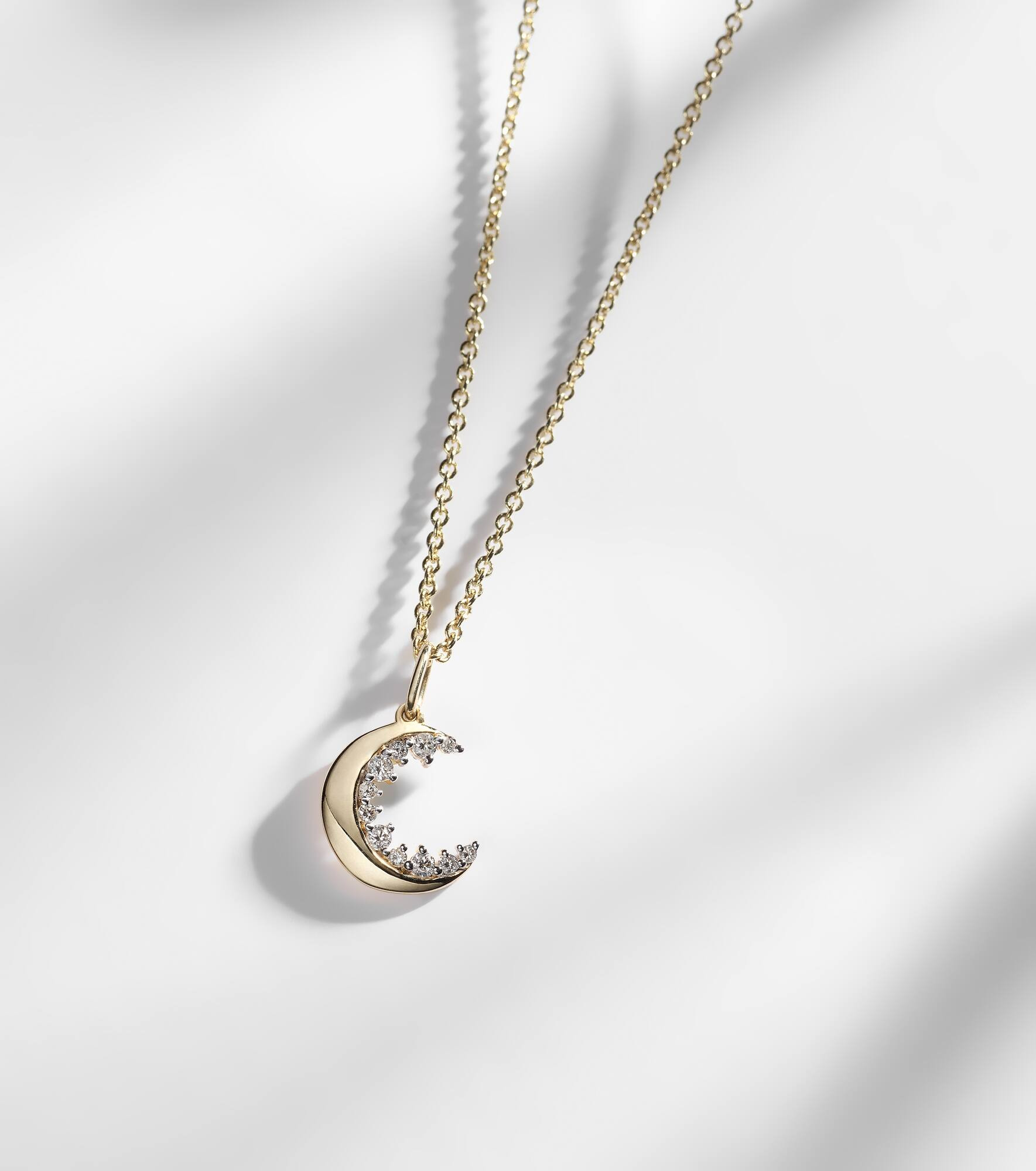 Crescent Moon 14kt gold and white gold chain bracelet with diamonds - 4