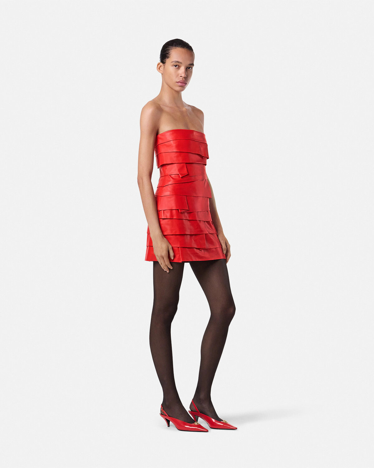 Strapless Leather Mini Dress - 2