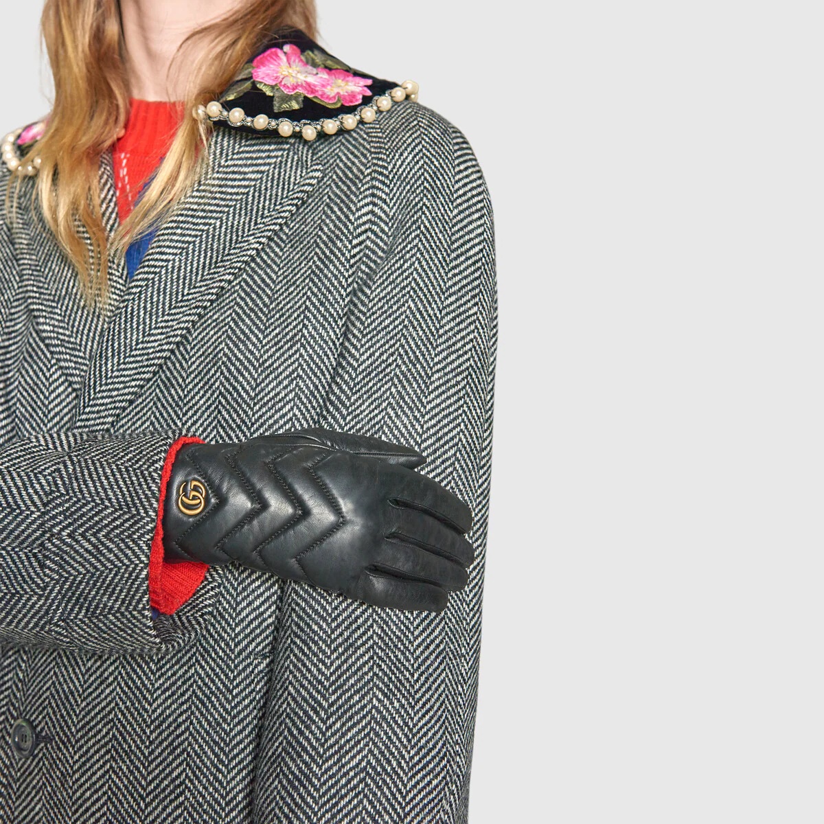 GG Marmont chevron leather gloves - 3