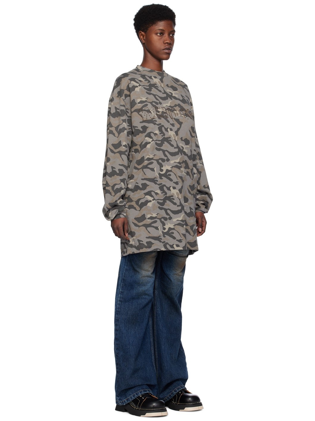 Gray Camouflage Long Sleeve T-Shirt - 2