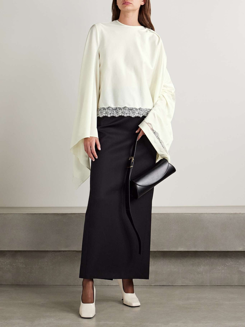 MARIE ADAM-LEENAERDT Lace-trimmed satin blouse Ivory outlook
