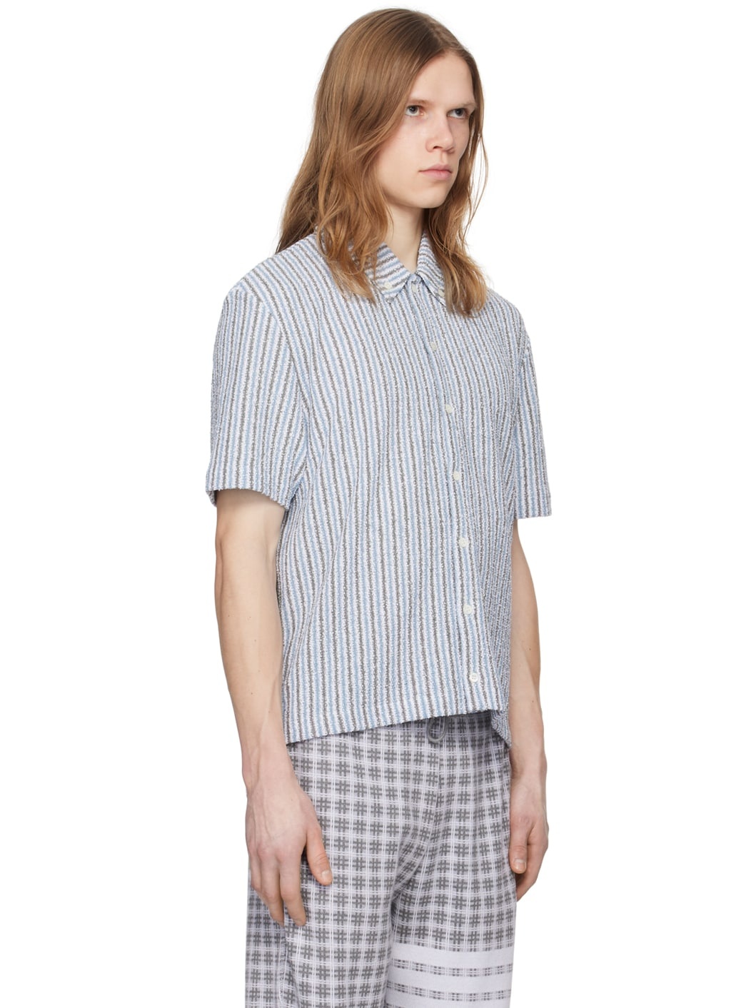 Blue & Gray Striped Shirt - 2