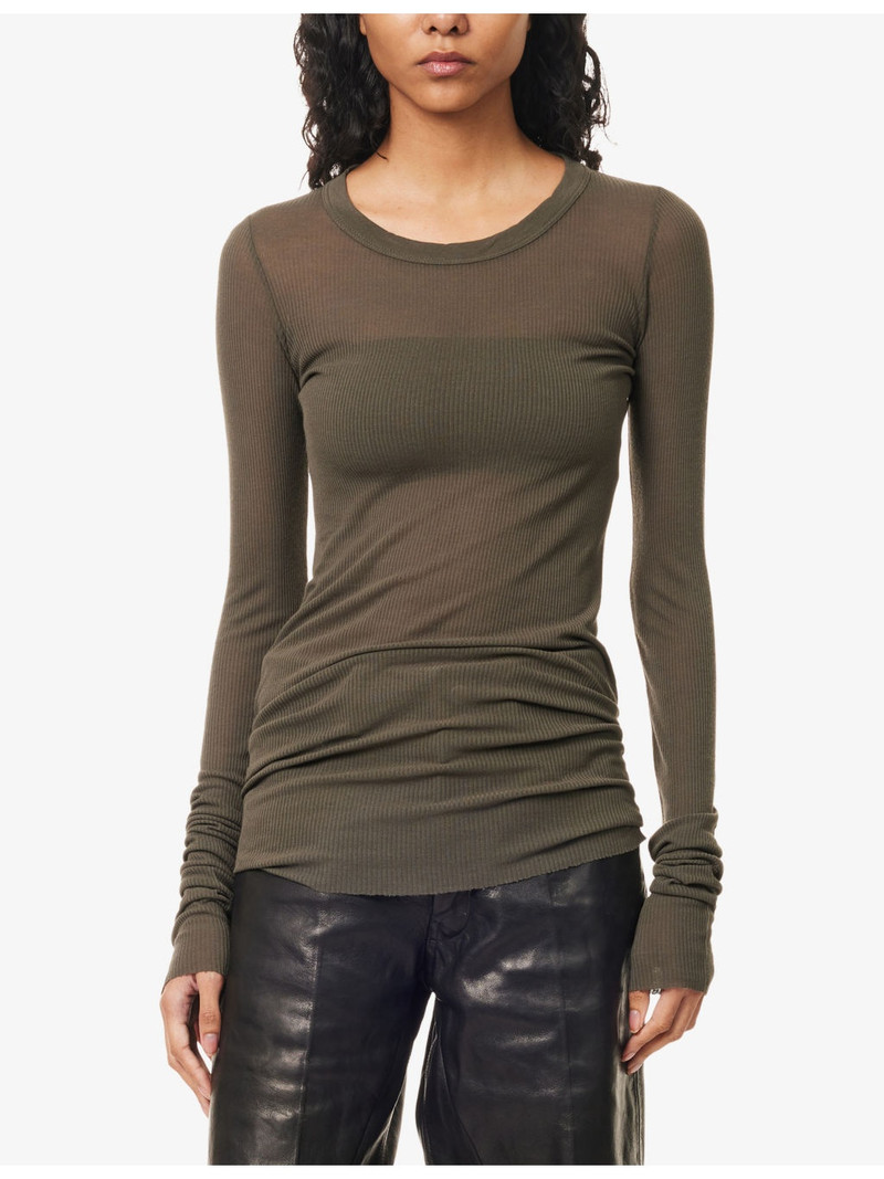 Ribbed Long-Sleeves Woven Top 3