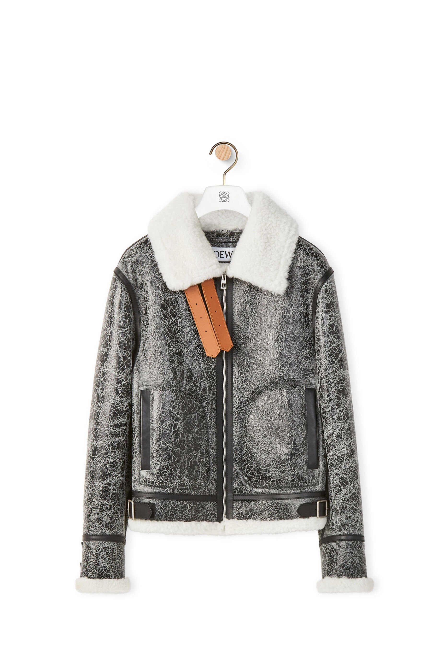 Aviator jacket in crackled nappa and shearling - 1