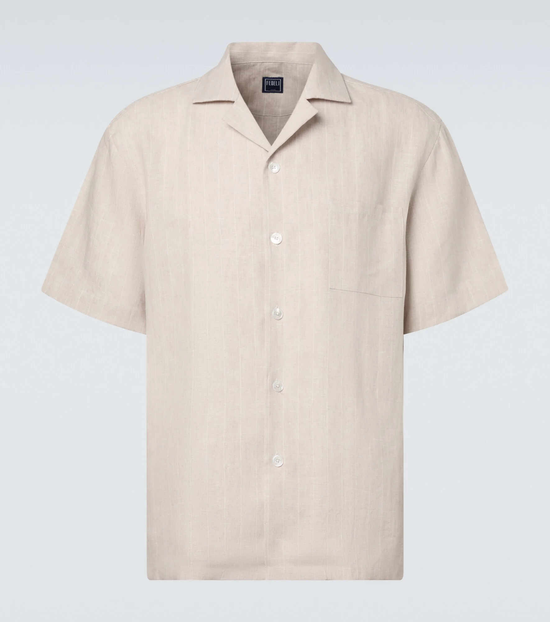 Striped linen bowling shirt - 1