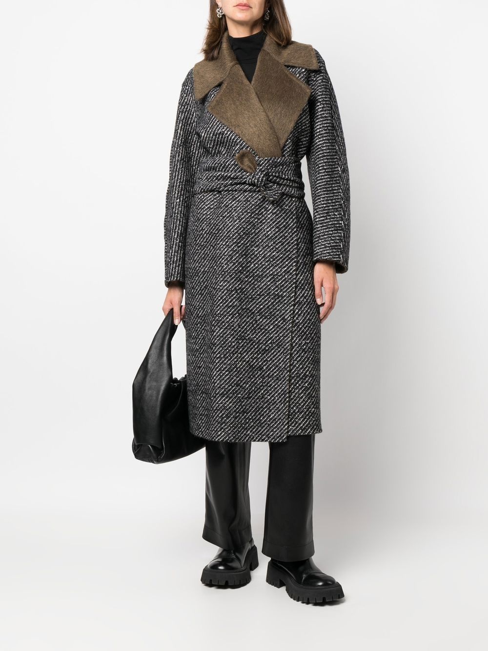 reversible belted mid-length coat - 2