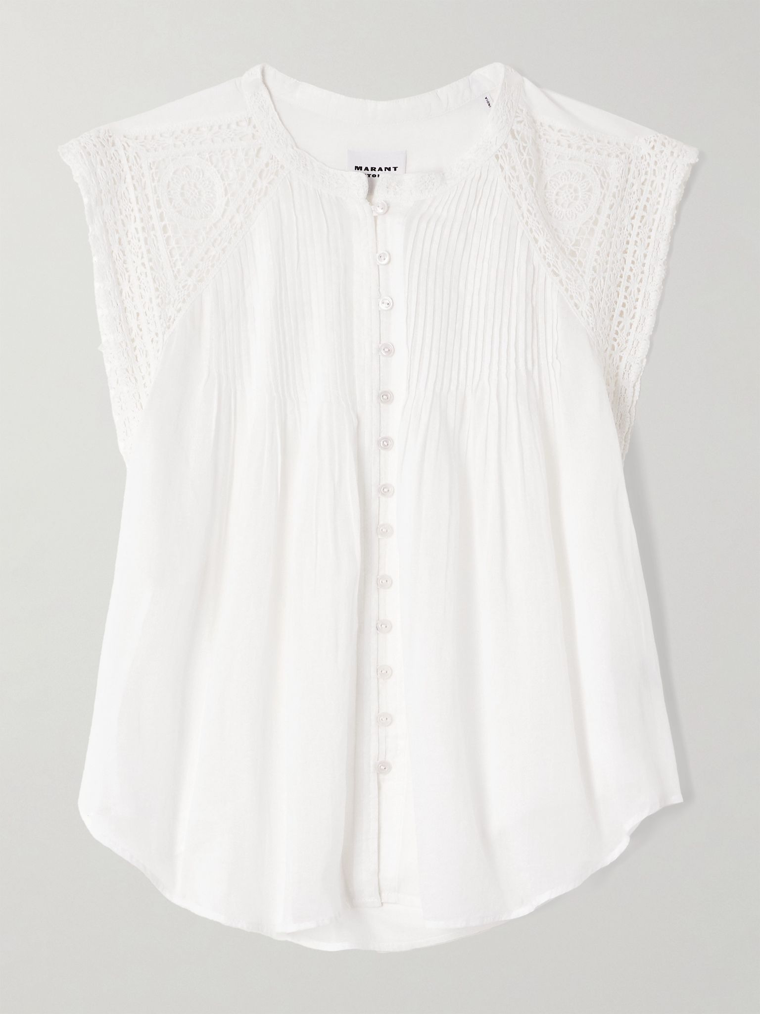 Gresia crochet-trimmed pintucked cotton-voile top White - 1